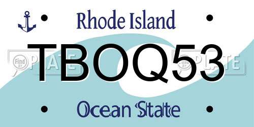 TBOQ53 Rhode Island License Plate