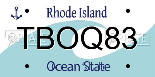 TBOQ83 Rhode Island License Plate