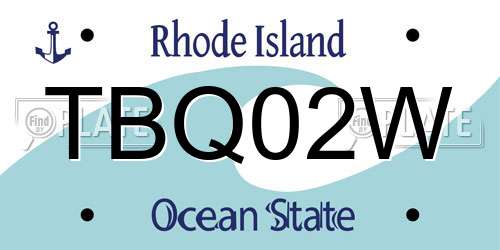 TBQ02W Rhode Island License Plate