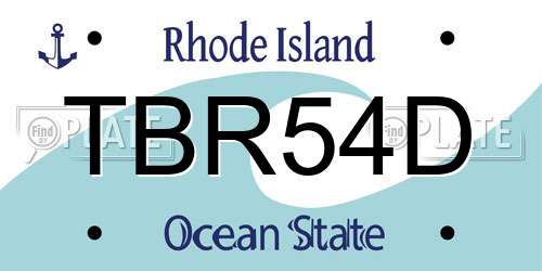 TBR54D Rhode Island License Plate