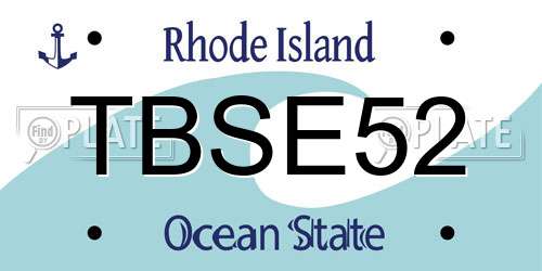 TBSE52 Rhode Island License Plate