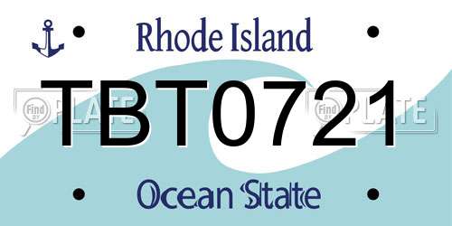 TBT0721 Rhode Island License Plate