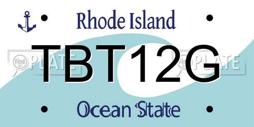 TBT12G Rhode Island License Plate