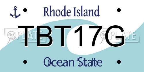 TBT17G Rhode Island License Plate