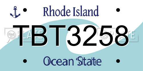 TBT3258 Rhode Island License Plate
