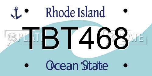 TBT468 Rhode Island License Plate