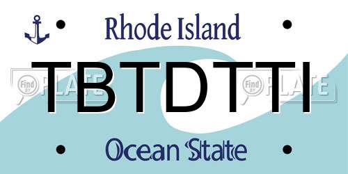 TBTDTTI Rhode Island License Plate