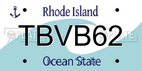 TBVB62 Rhode Island License Plate