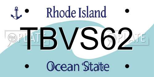 TBVS62 Rhode Island License Plate