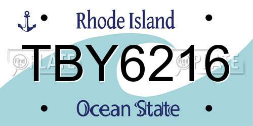 TBY6216 Rhode Island License Plate