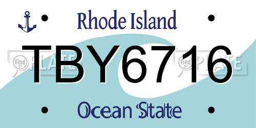 TBY6716 Rhode Island License Plate