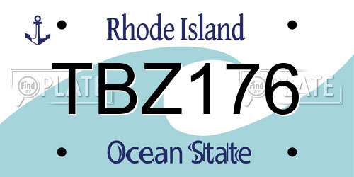 TBZ176 Rhode Island License Plate