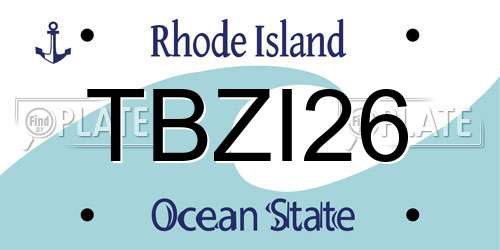 TBZI26 Rhode Island License Plate