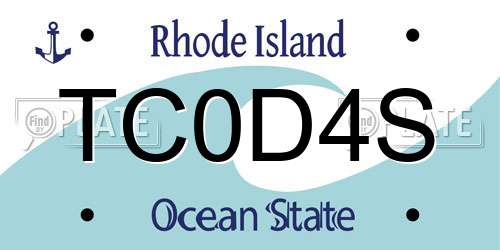 TC0D4S Rhode Island License Plate