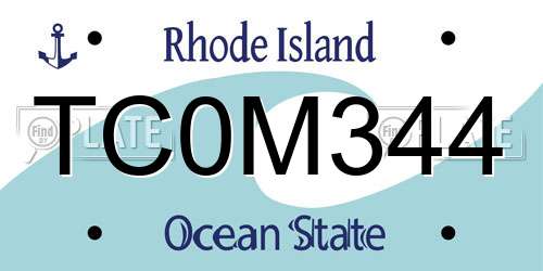 TC0M344 Rhode Island License Plate