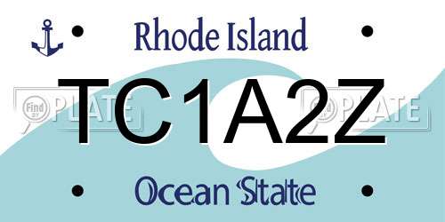 TC1A2Z Rhode Island License Plate