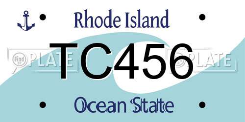 TC456 Rhode Island License Plate