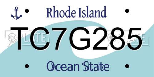 TC7G285 Rhode Island License Plate