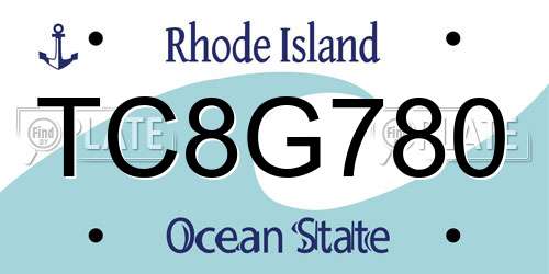 TC8G780 Rhode Island License Plate