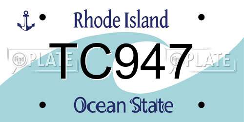 TC947 Rhode Island License Plate