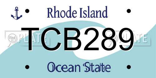 TCB289 Rhode Island License Plate