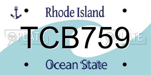 TCB759 Rhode Island License Plate