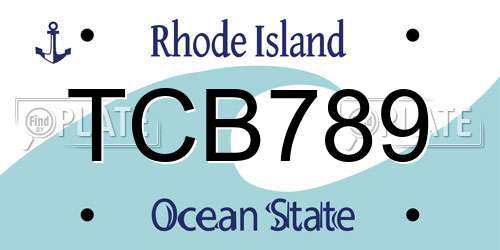 TCB789 Rhode Island License Plate