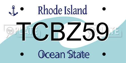 TCBZ59 Rhode Island License Plate