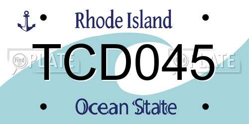 TCD045 Rhode Island License Plate
