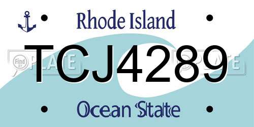 TCJ4289 Rhode Island License Plate