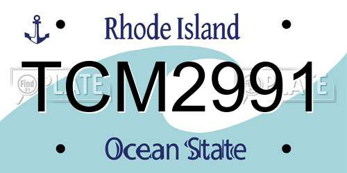 TCM2991 Rhode Island License Plate