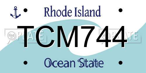 TCM744 Rhode Island License Plate