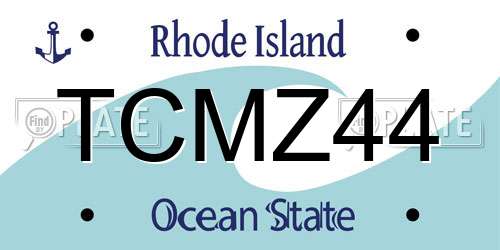 TCMZ44 Rhode Island License Plate