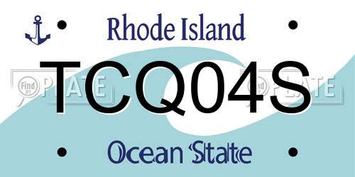 TCQ04S Rhode Island License Plate