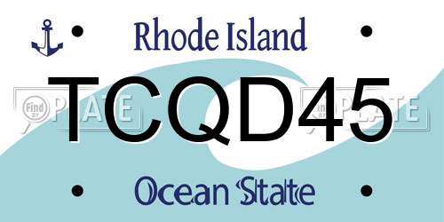 TCQD45 Rhode Island License Plate