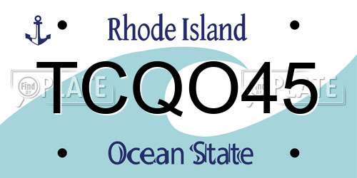 TCQO45 Rhode Island License Plate
