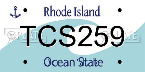 TCS259 Rhode Island License Plate