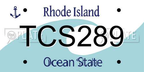 TCS289 Rhode Island License Plate