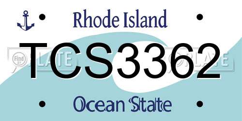 TCS3362 Rhode Island License Plate