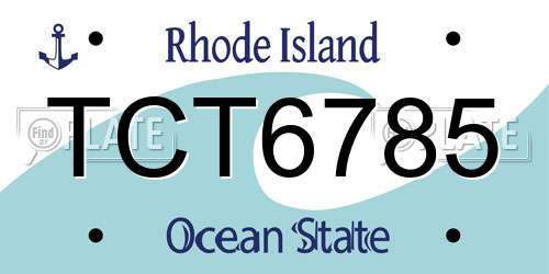 TCT6785 Rhode Island License Plate