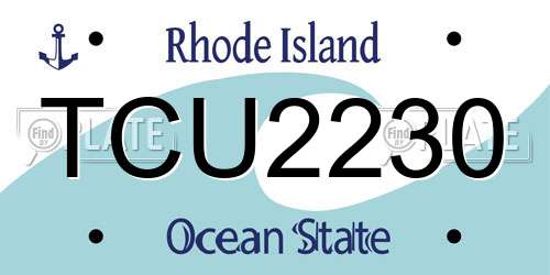 TCU2230 Rhode Island License Plate
