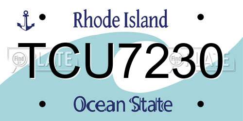 TCU7230 Rhode Island License Plate