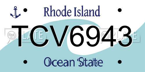 TCV6943 Rhode Island License Plate