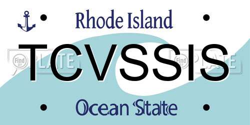 TCVSSIS Rhode Island License Plate