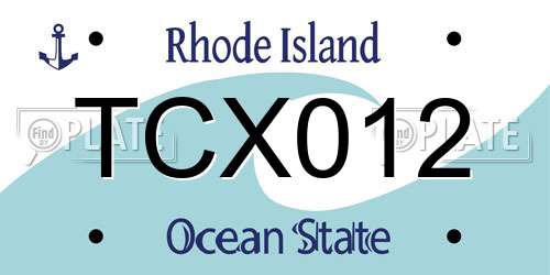 TCX012 Rhode Island License Plate