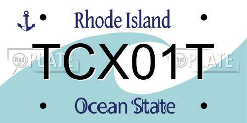 TCX01T Rhode Island License Plate