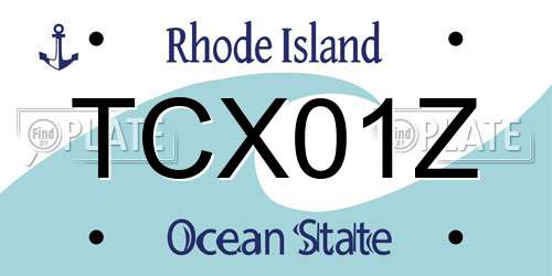 TCX01Z Rhode Island License Plate
