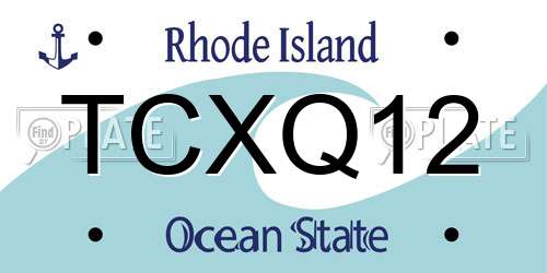 TCXQ12 Rhode Island License Plate