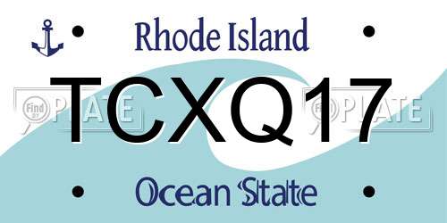 TCXQ17 Rhode Island License Plate