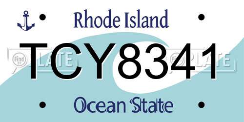 TCY8341 Rhode Island License Plate
